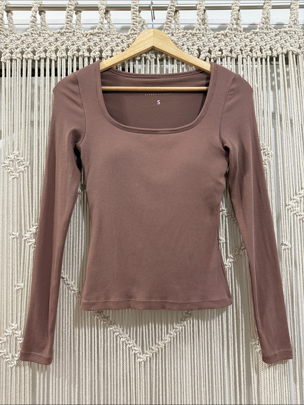 Klassy Network Bamboo Long Sleeve Scoop Neck Brami in Brown